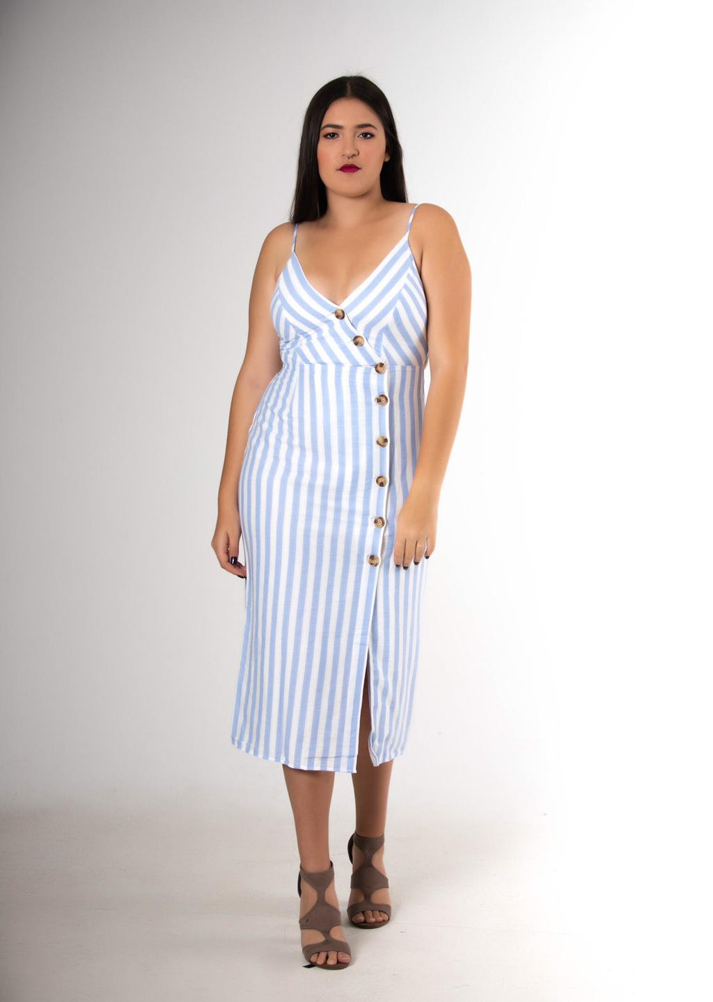 Fashion Striped Midi Casual Dress