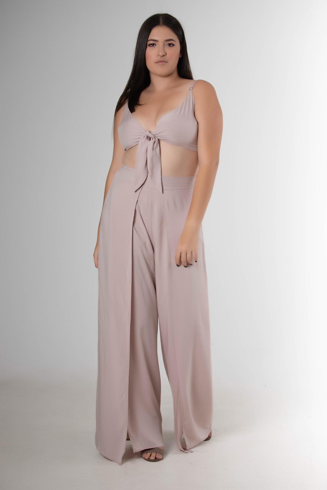 Two Pieces Nude Pant Set