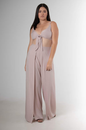 Two Pieces Nude Pant Set